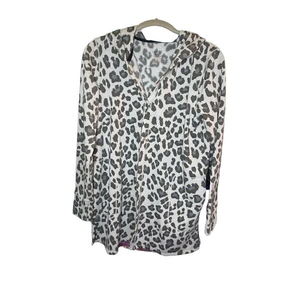 Cuddl duds women’s animal, print gray cardigan, snap front size XS - Picture 1 of 5